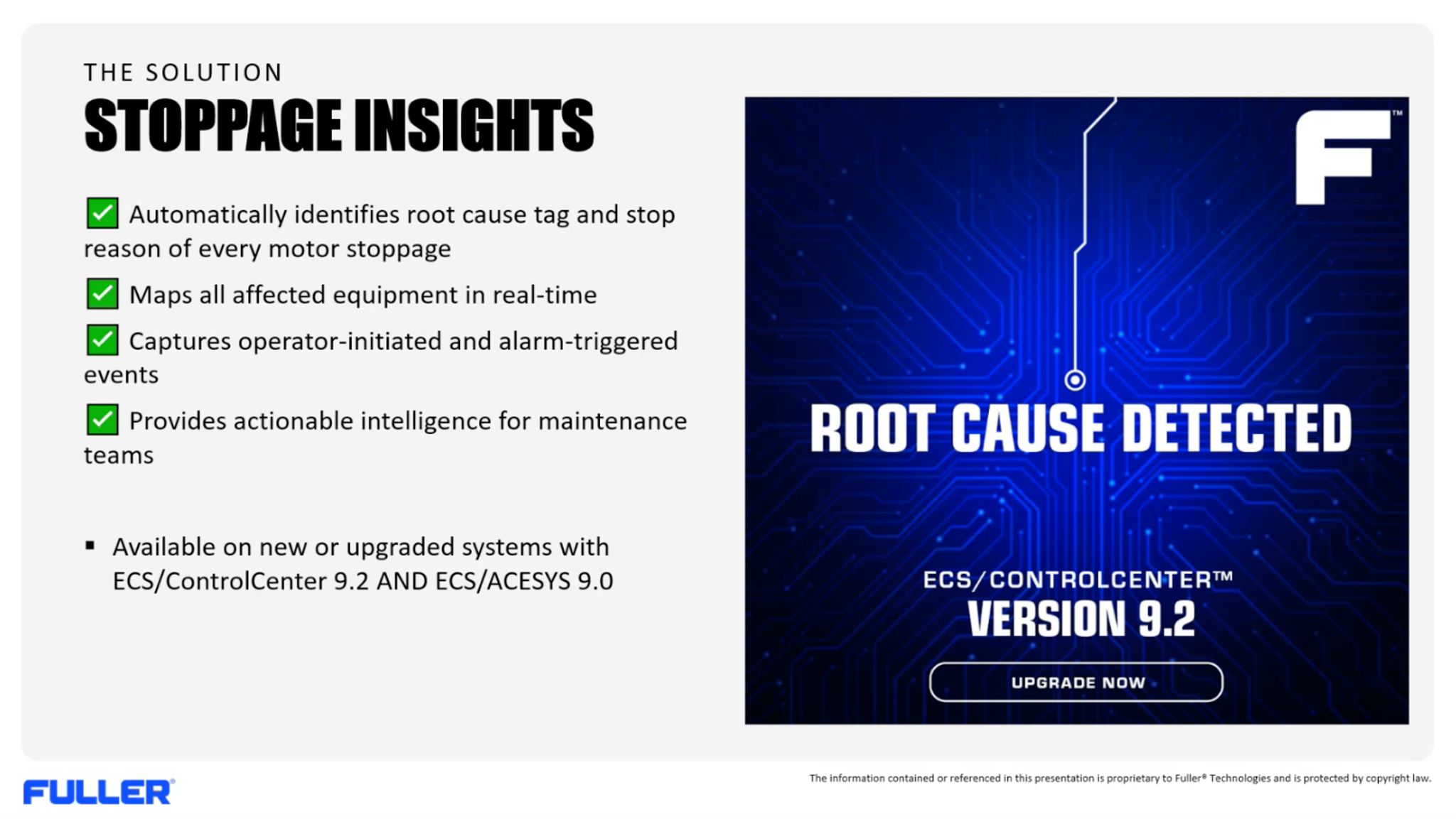 Stoppage Insights in ECS/ControlCenter 9.2 automatically detects root cause and stop reason of every motor stoppage