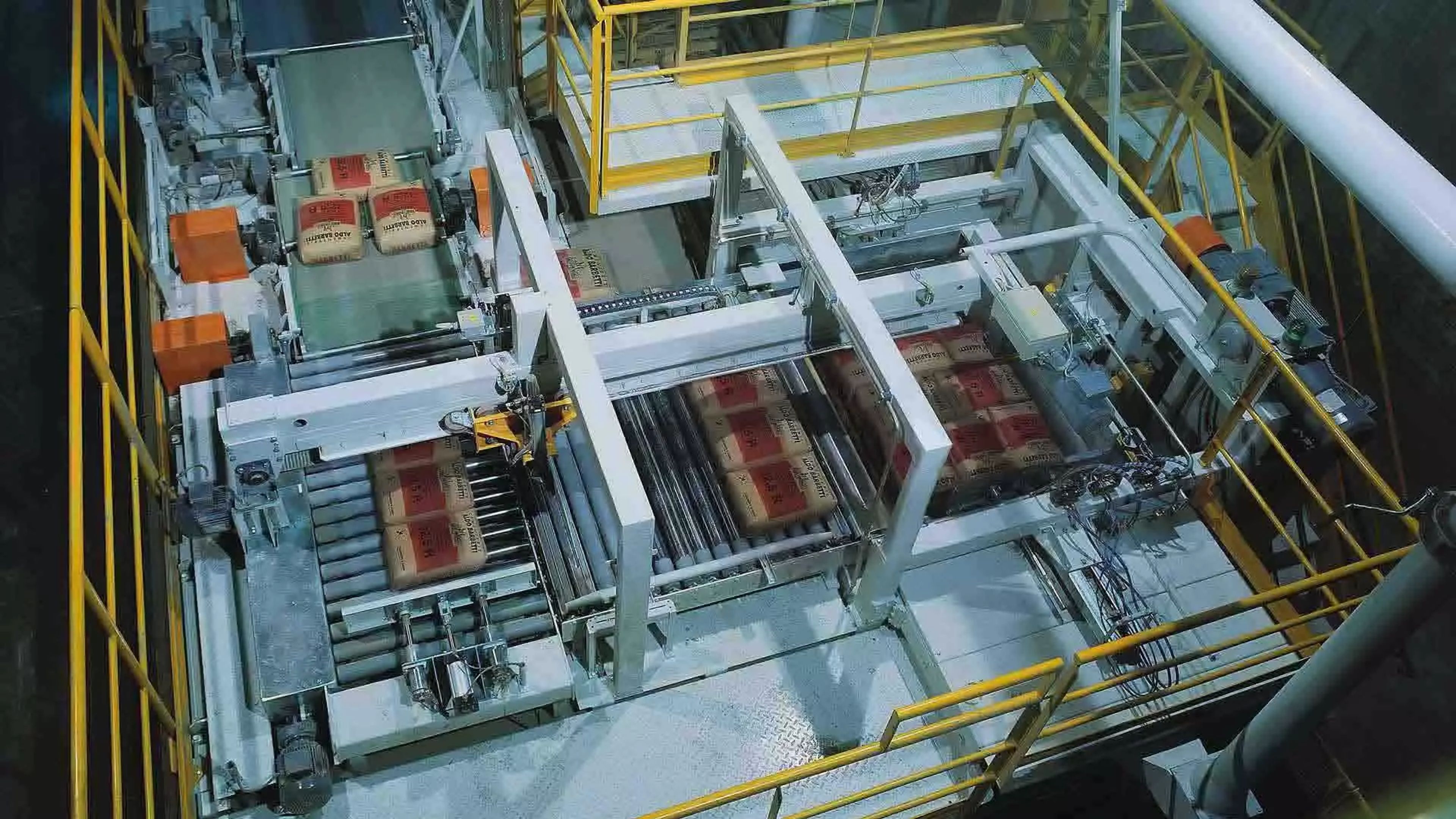 POLIMAT bag palletizing systems shown at work from the above. 