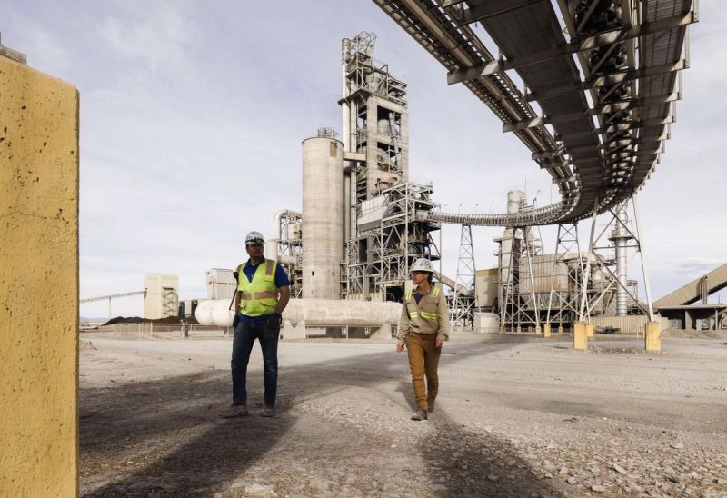 cement plant by night
