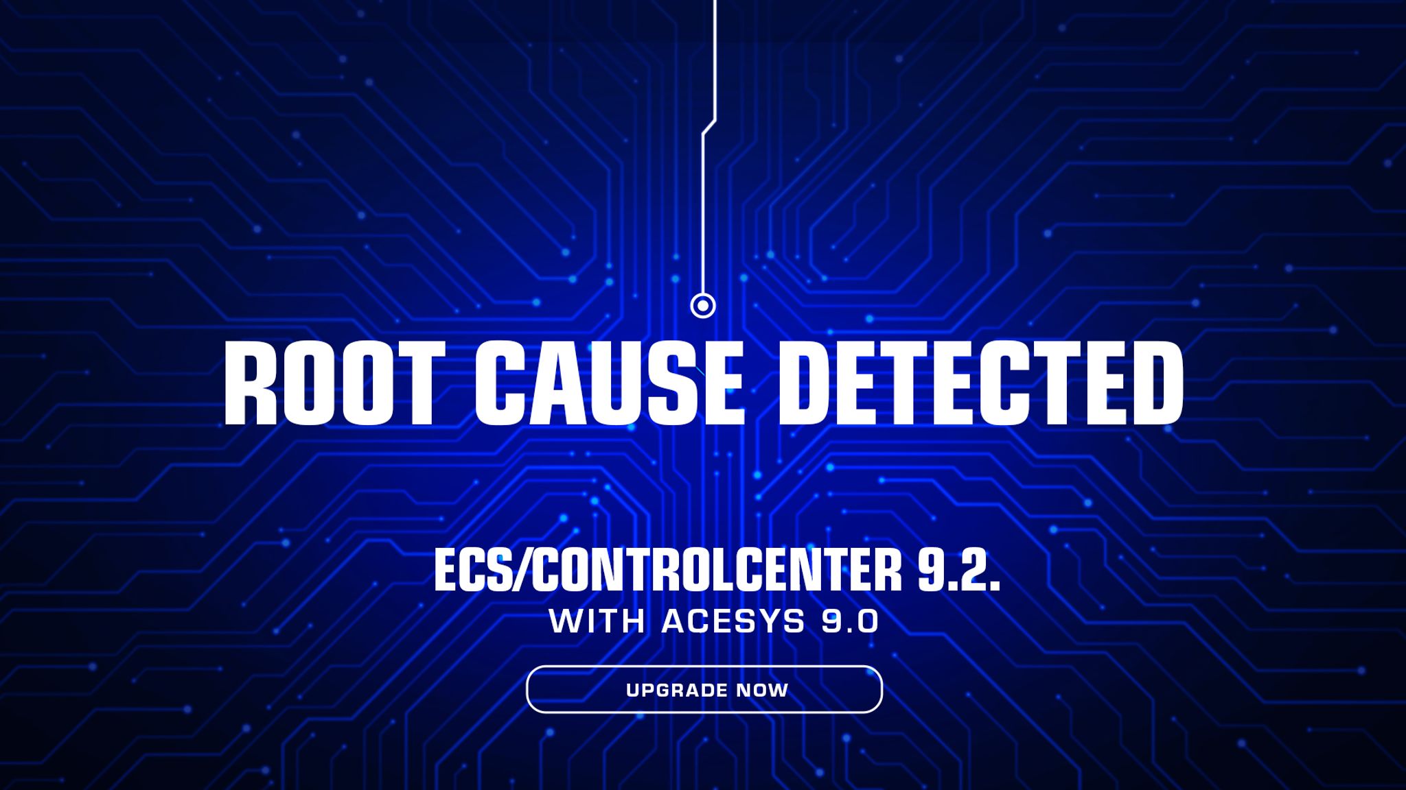 Visual illustrating a technical system with the identified root cause highlighted.