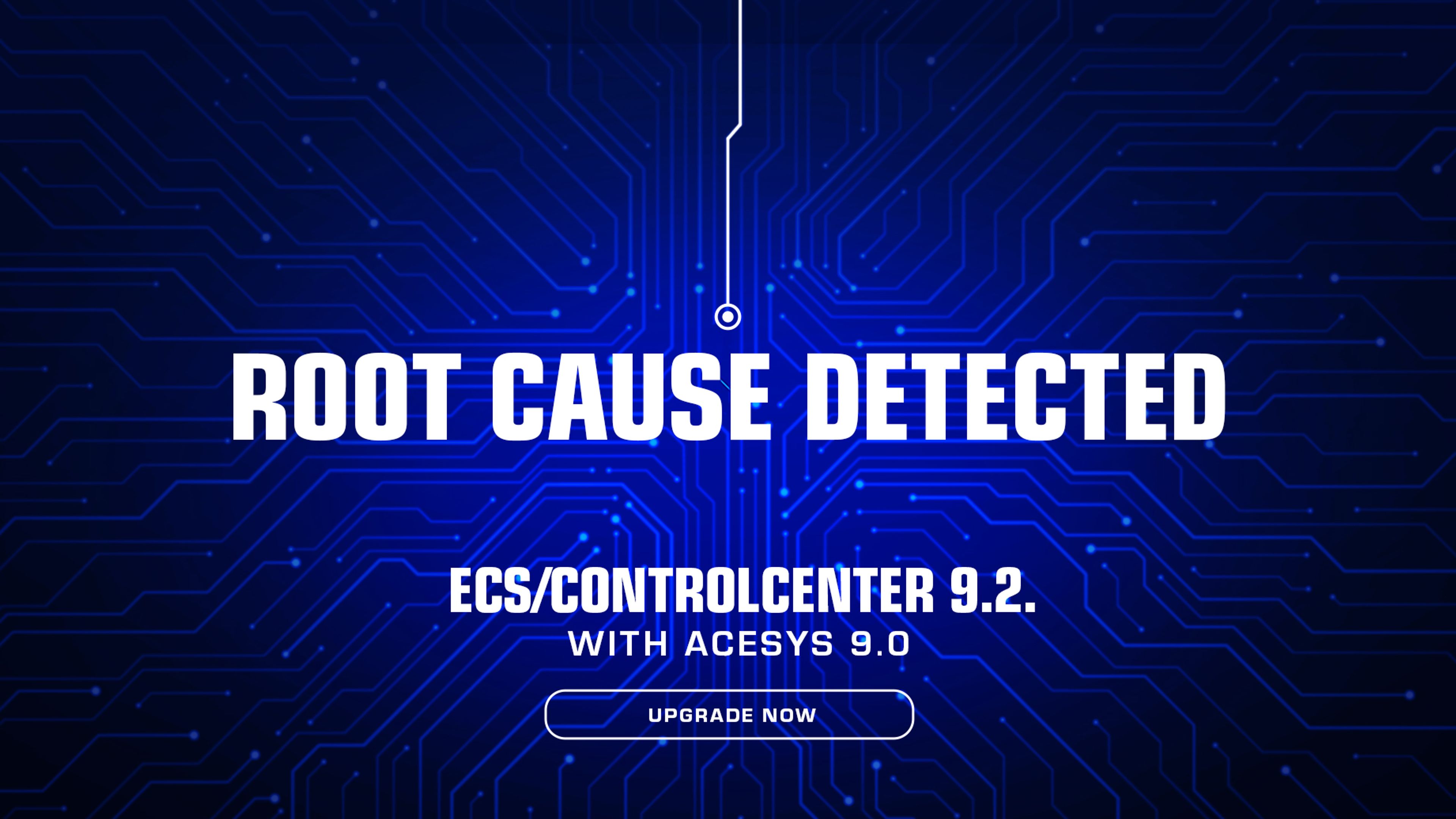 Visual illustrating a technical system with the identified root cause highlighted.